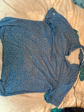 Men's Blue Patterned Polo Shirt - Lightweight Casual